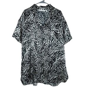 Victoria's Secret VTG Animal Print Button Down Sleep Shirt‎ Lounge Dress Large